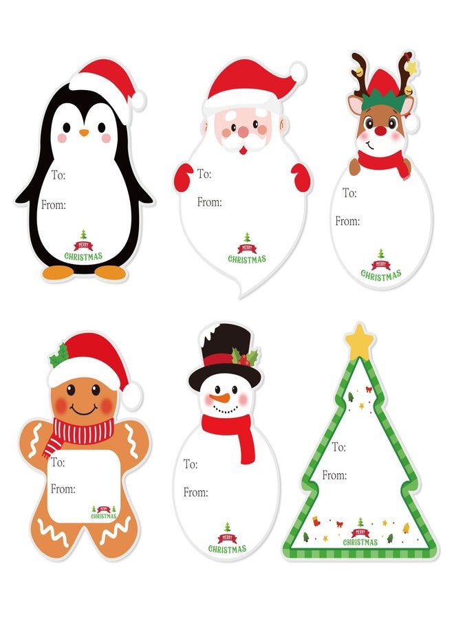 COCHIE Christmas Gift Tags Stickers, 96Pcs Christmas Gift Labels Xmas Name Tags for Wrap Presents Boxes Decorations, 2 x 3 Inch, Self-Adhesive Snowman Santa Reindeer Stickers - Image 1